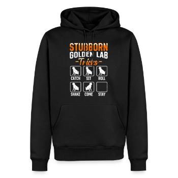 Labrador Stur STUBBORN GOLDEN LAB TRICKS Labrador - Männer Premium Bio Hoodie - Schwarz - Vorne - Nico (187cm)