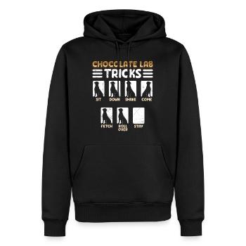 Labrador Drôle CHOCOLATE LAB TRICKS Têtu - Sweat à capuche Premium bio Homme - noir - Devant - Nico (187cm)