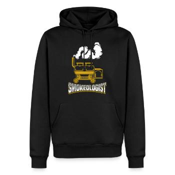 Soirée barbecue SMOKEOLOGIST amateurs de viande - Sweat à capuche Premium bio Homme - noir - Devant - Nico (187cm)