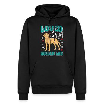 Golden Labrador AIMÉ PAR UNE MAMAN CHIEN GOLDEN LAB - Sweat à capuche Premium bio Homme - noir - Devant - Nico (187cm)