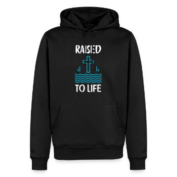 Le baptême chrétien vivifie les croyants - Sweat à capuche Premium bio Homme - noir - Devant - Nico (187cm)