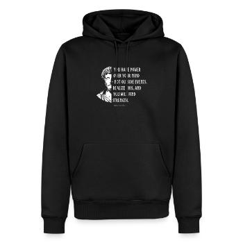 Stoizismus Stoische Philosophie Zitate Mark Aurel - Männer Premium Bio Hoodie - Schwarz - Vorne - Nico (187cm)