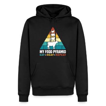 Pyramide alimentaire carnivore drôle manger de la viande répéter - Sweat à capuche Premium bio Homme - noir - Devant - Nico (187cm)