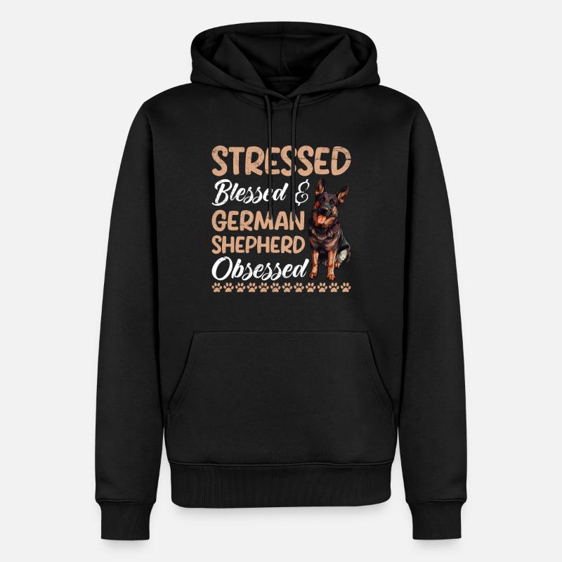 Deutscher Schäferhund STRESSED OBSESSED - Männer Premium Bio Hoodie - Schwarz