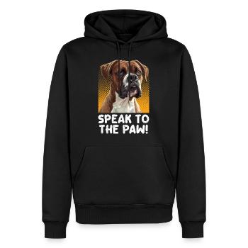 Boxeur allemand PARLEZ AVEC LA PATTE ! Chien boxeur - Sweat à capuche Premium bio Homme - noir - Devant - Nico (187cm)