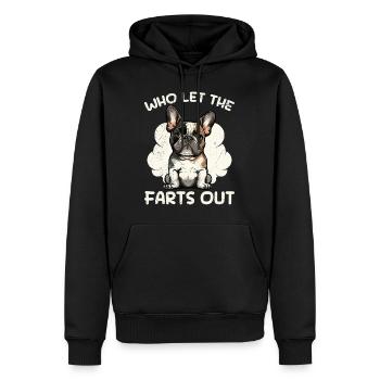 Drôle de bouledogue français qui dans les pets - Sweat à capuche Premium bio Homme - noir - Devant - Nico (187cm)
