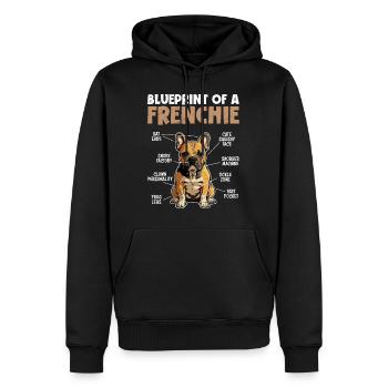 Bouledogue français Plan d’un Frenchie - Sweat à capuche Premium bio Homme - noir - Devant - Nico (187cm)