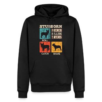 Frenchie STUBBORN FRENCH BULLDOG TRICKS Lustiges - Männer Premium Bio Hoodie - Schwarz - Vorne - Nico (187cm)