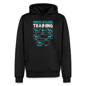 Entraînement de bouledogue français Frenchie têtu - Sweat à capuche Premium bio Homme - noir - Devant - Nico (187cm)