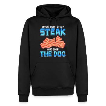 Anti-végétarien Prenez votre steak quotidien Évitez le doc - Sweat à capuche Premium bio Homme - noir - Devant - Nico (187cm)