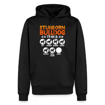 Drôle de bouledogue français tours Propriétaire têtu - Sweat à capuche Premium bio Homme - noir - Devant - Nico (187cm)