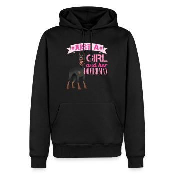 Chien Maman JUSTE UNE FILLE ET SON DOBERMAN Drôle - Sweat à capuche Premium bio Homme - noir - Devant - Nico (187cm)