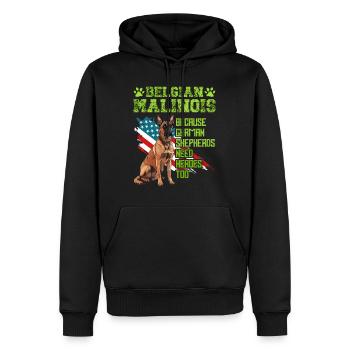 BELGIAN MALINOIS BECAUSE GERMAN SHEPHERDS NEED - Männer Premium Bio Hoodie - Schwarz - Vorne - Nico (187cm)