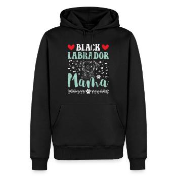 Schwarzer Labrador LABRADOR NOIR MAMA LABBI - Sweat à capuche Premium bio Homme - noir - Devant - Nico (187cm)