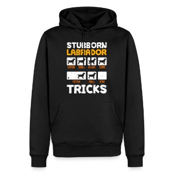 Labrador Besitzer STUBBORN LABRADOR TRICKS - Männer Premium Bio Hoodie - Schwarz - Vorne - Nico (187cm)
