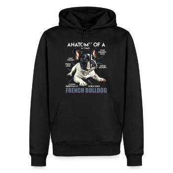 Frenchie Beisitzer Anatomy of a French Bulldogg - Männer Premium Bio Hoodie - Schwarz - Vorne - Nico (187cm)