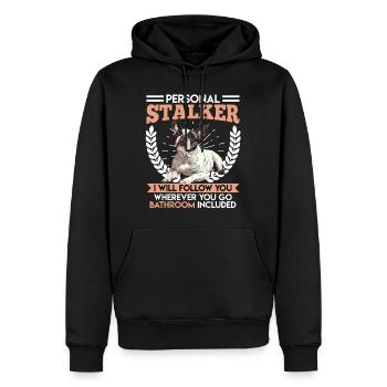 Frenchie PERSONAL STALKER Funny - Men’s Premium Organic Hoodie - black - Front - Nico (187cm)