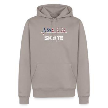 Patinage sous drapeau américain pour un patineur - Sweat à capuche Premium bio Homme - taupe - Devant - Nico (187cm)