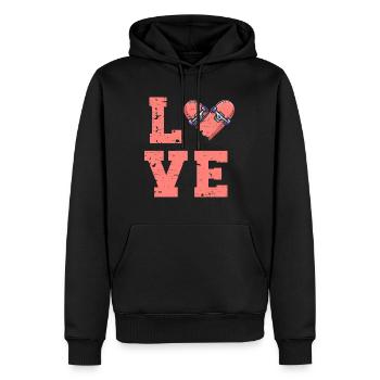 J’aime le skateboard pour un skateur - Sweat à capuche Premium bio Homme - noir - Devant - Nico (187cm)