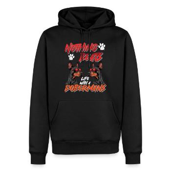 Dobermanns RIEN NE BAT LA VIE AVEC LES DOBERMANS - Sweat à capuche Premium bio Homme - noir - Devant - Nico (187cm)