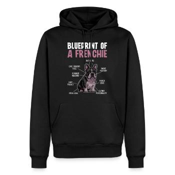 Bouledogue français Plan d’un Frenchie - Sweat à capuche Premium bio Homme - noir - Devant - Nico (187cm)