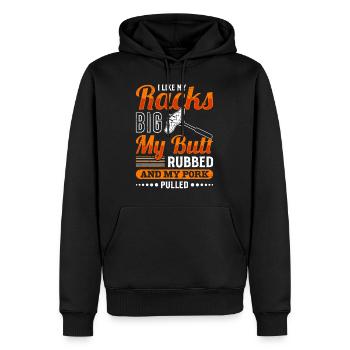 Grillmeister Like my Racks Porc frotté aux gros fesses - Sweat à capuche Premium bio Homme - noir - Devant - Nico (187cm)