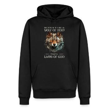 Wikinger, Odin, Besser ein Wolf von Odin - Männer Premium Bio Hoodie - Schwarz - Vorne - Nico (187cm)