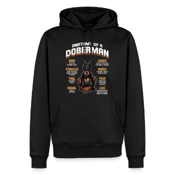 Doberman Propriétaire ANATOMIE D’UN DOBERMAN Drôle - Sweat à capuche Premium bio Homme - noir - Devant - Nico (187cm)