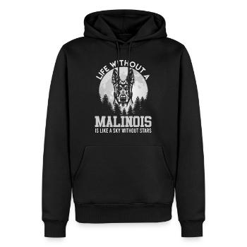 Belgischer Schäferhund EIN LEBEN OHNE MALINOIS - Männer Premium Bio Hoodie - Schwarz - Vorne - Nico (187cm)