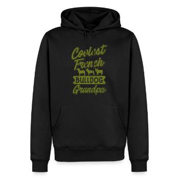 Bouledogue français LE BOULEDOGUE FRANÇAIS LE PLUS COOL - Sweat à capuche Premium bio Homme - noir - Devant - Nico (187cm)