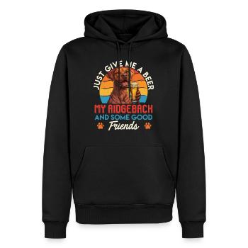 Ridgeback Besitzer EINFACH EIN BIER UND MEIN - Männer Premium Bio Hoodie - Schwarz - Vorne - Nico (187cm)