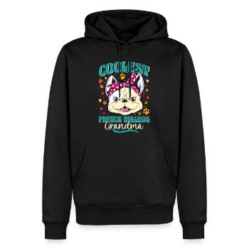 Französische Bulldogge BOULEDOGUE FRANÇAIS LE PLUS COOL - Sweat à capuche Premium bio Homme - noir - Devant - Nico (187cm)