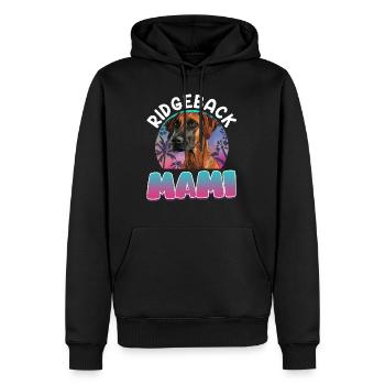 RIDGEBACK MAMI Rhodesian Ridgeback Besitzerin - Männer Premium Bio Hoodie - Schwarz - Vorne - Nico (187cm)