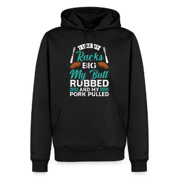 Fleischliebhaber Like my Racks Big Butt Rubbed - Männer Premium Bio Hoodie - Schwarz - Vorne - Nico (187cm)