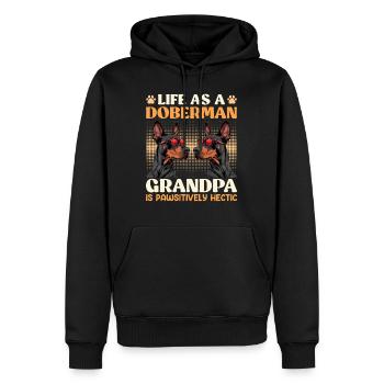 Propriétaire de doberman VIE DE GRAND-PÈRE DOBERMAN - Sweat à capuche Premium bio Homme - noir - Devant - Nico (187cm)