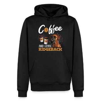 KAFFEE UND TREUE RIDGEBACK Rhodesian Ridgeback - Männer Premium Bio Hoodie - Schwarz - Vorne - Nico (187cm)
