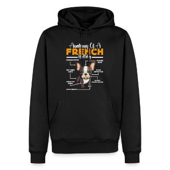 Französische Bulldogge ANATOMIE D’UN BOULEDOGUE FRANÇAIS - Sweat à capuche Premium bio Homme - noir - Devant - Nico (187cm)