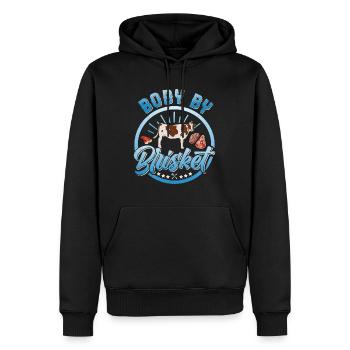 Éventail de viande BODY BY BRISKET Amateurs de viande - Sweat à capuche Premium bio Homme - noir - Devant - Nico (187cm)