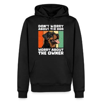 Rottweiler DON'T WORRY ABOUT THE DOG Lustig - Männer Premium Bio Hoodie - Schwarz - Vorne - Nico (187cm)