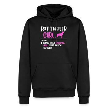 ROTTWEILER GIRL SAME AS A WOMAN BUT COOLER - Männer Premium Bio Hoodie - Schwarz - Vorne - Nico (187cm)