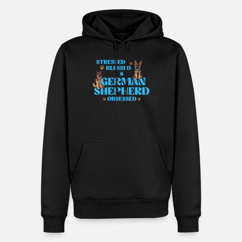 GERMAN SHEPHERD OBSESSED STRESSED Lustig - Männer Premium Bio Hoodie - Schwarz