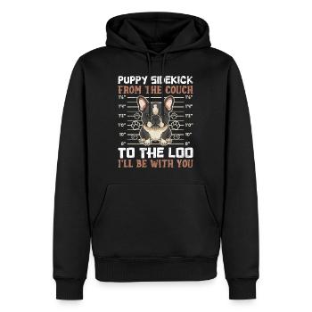 Frenchi Puppy Sidekick from the Couch Lustiges - Männer Premium Bio Hoodie - Schwarz - Vorne - Nico (187cm)