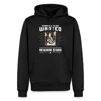 Frenchie PERSONAL STALKER WANTED 1000 Dollar - Men’s Premium Organic Hoodie - black - Front - Nico (187cm)