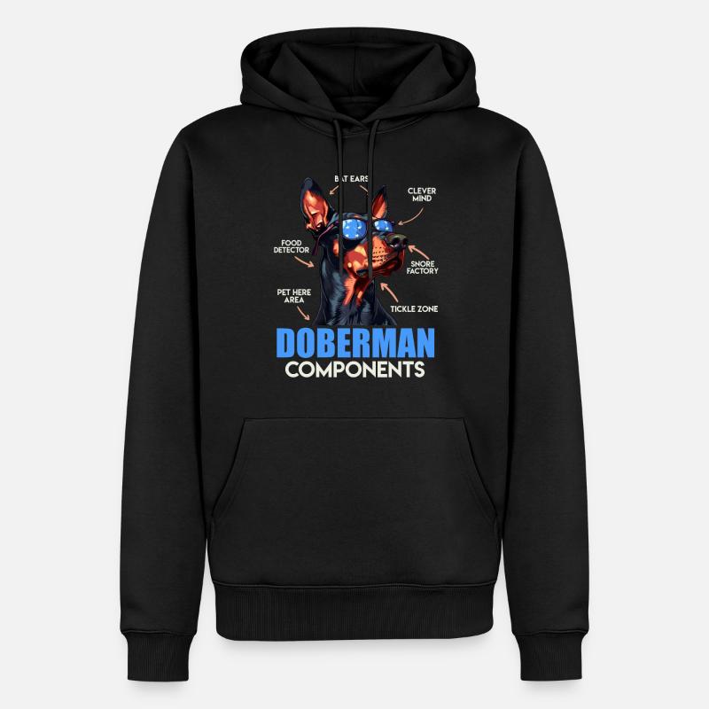 COMPOSANTS DU DOBERMANN Anatomie Doberman - Sweat à capuche Premium bio Homme - noir