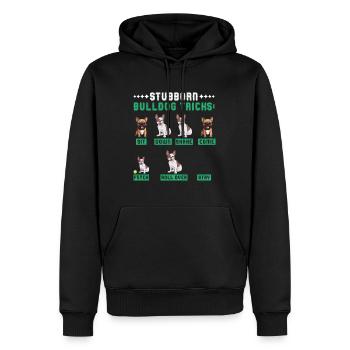 Frenchie Hunde STUBBORN BULLDOG TRICKS Fanzösische - Männer Premium Bio Hoodie - Schwarz - Vorne - Nico (187cm)