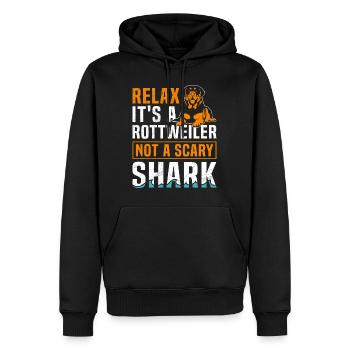 Rottie RELAX IT'S JUST A ROTTWEILER Lustiges - Männer Premium Bio Hoodie - Schwarz - Vorne - Nico (187cm)