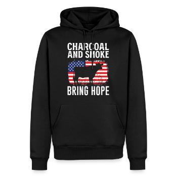 Barbecue USA Le charbon de bois et la fumée apportent de l’espoir - Sweat à capuche Premium bio Homme - noir - Devant - Nico (187cm)