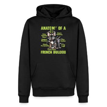 Anatomy of a FRENCH BULLDOG Lustiges Frenchie - Männer Premium Bio Hoodie - Schwarz - Vorne - Nico (187cm)