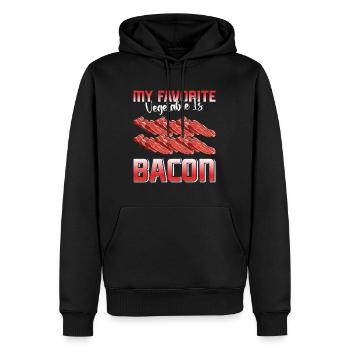 Fleischliebhaber MY FAVORITE VEGETABLE IS BACON - Männer Premium Bio Hoodie - Schwarz - Vorne - Nico (187cm)