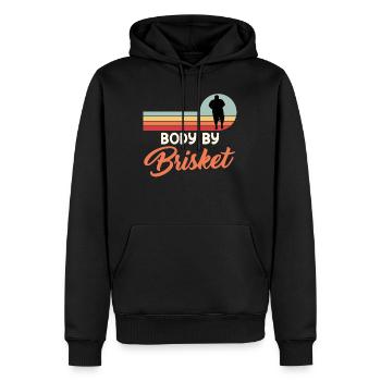Mangeur de viande BODY BY BRISKET Amateurs de viande - Sweat à capuche Premium bio Homme - noir - Devant - Nico (187cm)